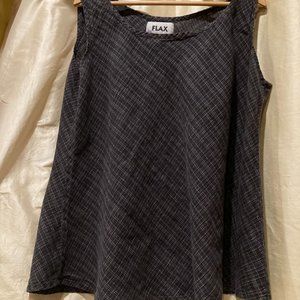 FLAX 100% Linen Bias Tank 1G Black/White Grid